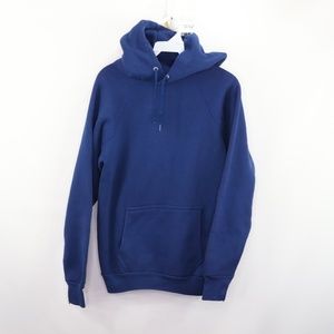 Vtg 80s Mens Small Gusset Hooded Sweatshirt Blue